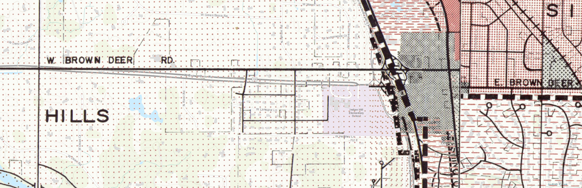 Example showing problematic alignment using Brown Deer Road