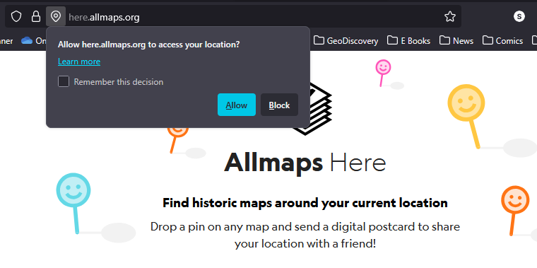 Screenshot of location access dialog in browser