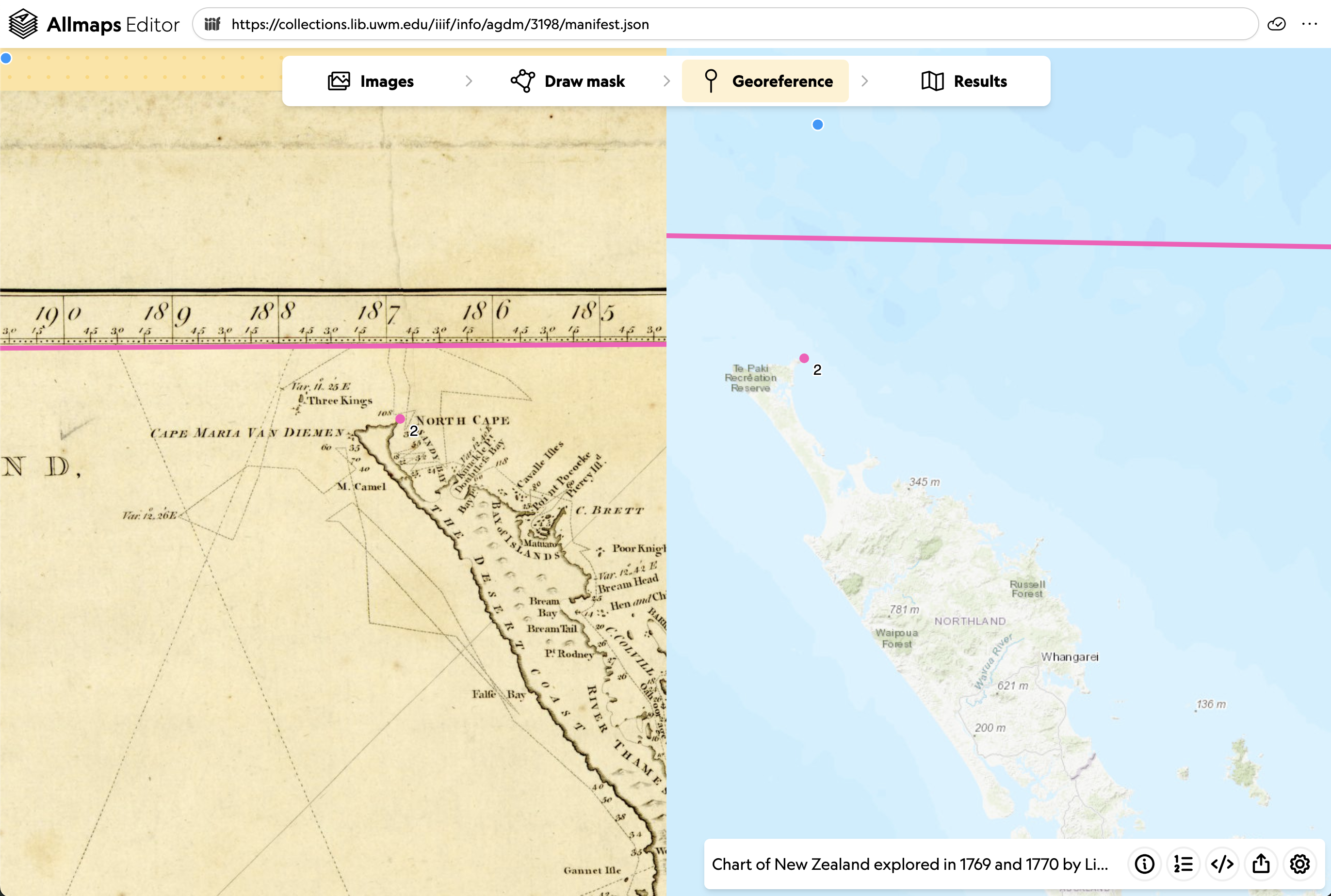 Adding ground control points in Allmaps